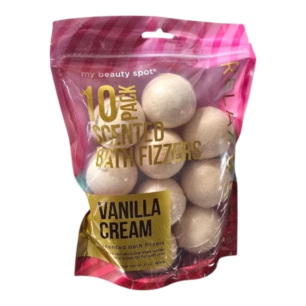 Vanilla Cream Scented Bath Fizzers - 10 Pack